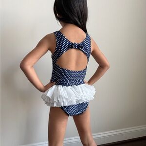 Cat & Jack Navy Polka Dot Tutu Swimsuit